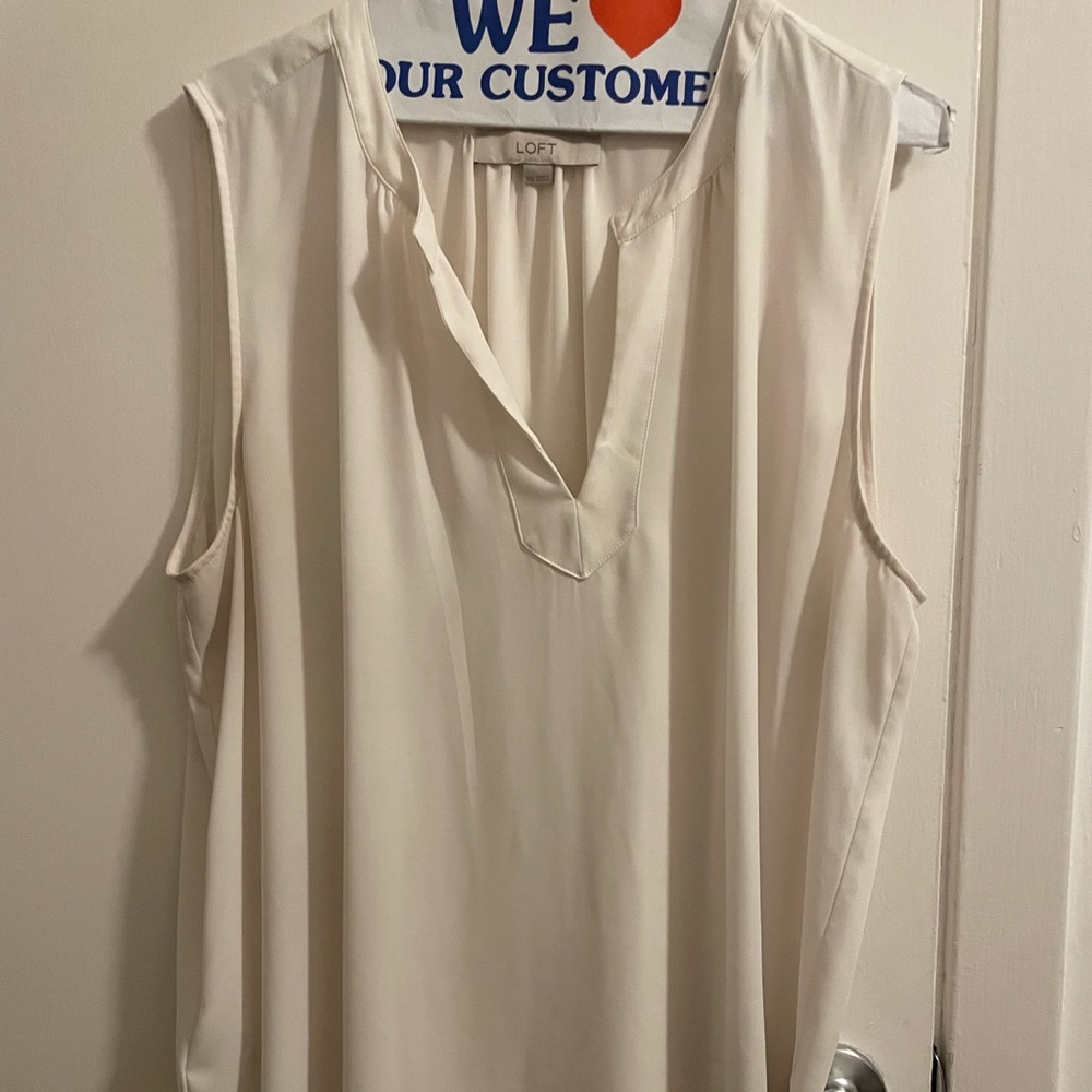 Cream LOFT sleeveless v neck top